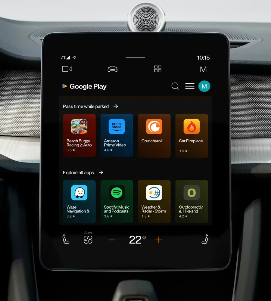Google Play sur l'écran central de la Polestar 2